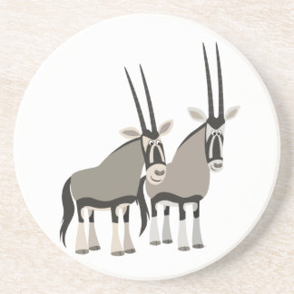 Niedliches Paar Cartoon Oryxes Untersetzer