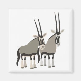 Niedliches Paar des Cartoon Oryxes Magnet