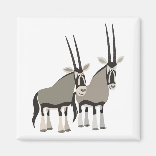 Niedliches Paar des Cartoon Oryxes Magnet (Vorne)