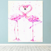 Niedliches Paar Flamingo Liebe Printing Art Leinwanddruck (Insitu (Holzboden))