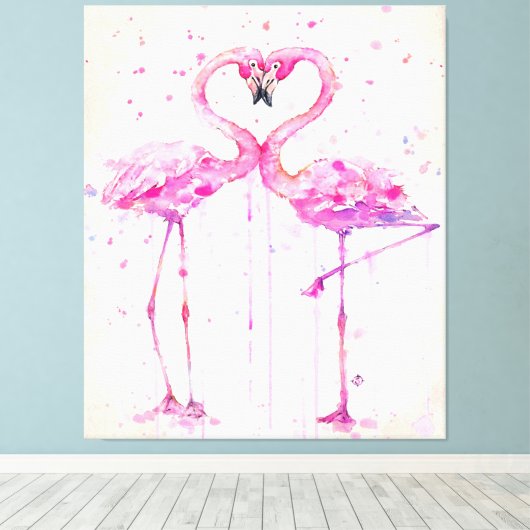 Niedliches Paar Flamingo Liebe Printing Art Leinwanddruck (Insitu (Holzboden))