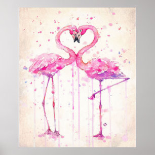 Niedliches Paar Flamingo Liebe Printing Art Poster