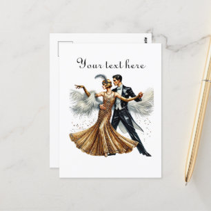 Niedliches Paar fügt Text hinzu Postkarte