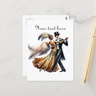 Niedliches Paar fügt Text hinzu Postkarte