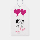 Niedliches Paar mit Herzblasen ID1083 Geschenkanhänger (Vorderseite)