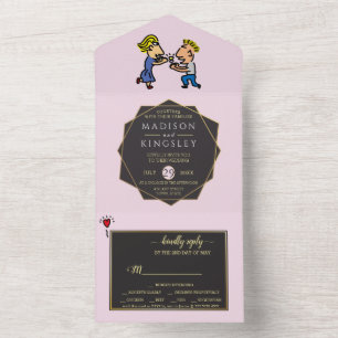 Niedliches Paar Original Funny Cartoon All In One Einladung