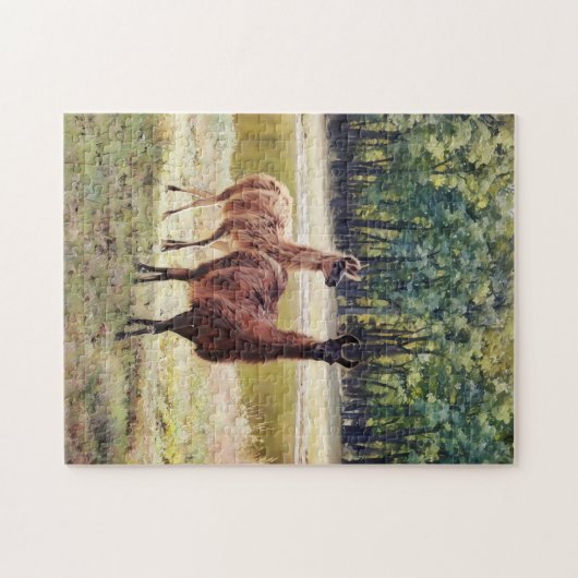 Niedliches Paar Pair Llama Naturel Puzzle (Horizontal)