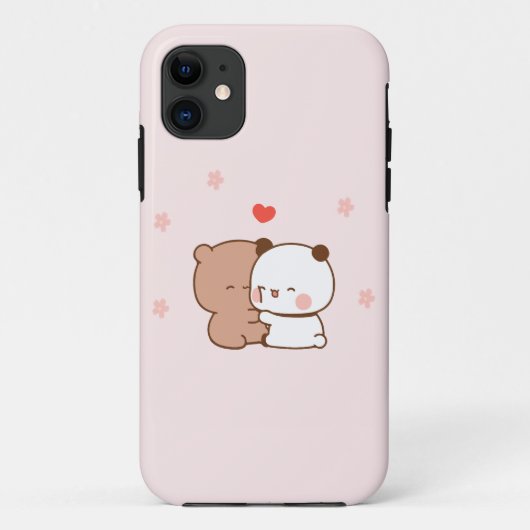 Niedliches Paar Panda Bären Liebe, rosa Case-Mate iPhone Hülle (Rückseite)