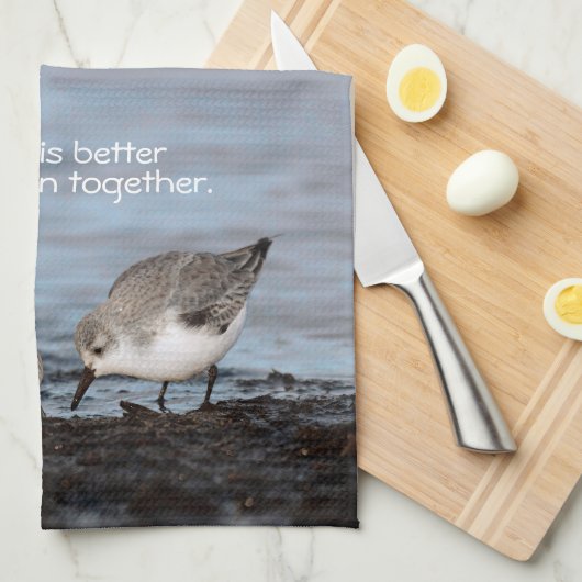 Niedliches Paar Sanderlings Sandpipers Shares a Me Küchentuch (Viertel Falte)