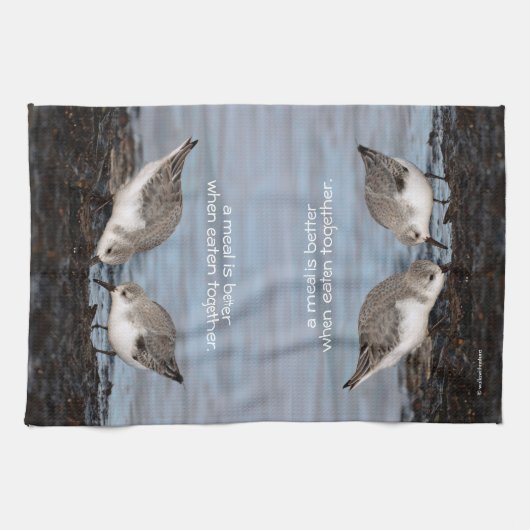 Niedliches Paar Sanderlings Sandpipers Shares a Me Küchentuch (Horizontal)