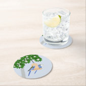 Niedliches Paar spielerische Parrots Rosellas Runder Pappuntersetzer (Vor Ort)