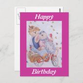 NIEDLICHES PAAR STUFFIERTER RABBBITS POSTKARTE (Vorne/Hinten)