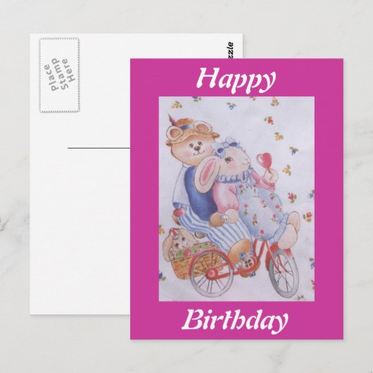 NIEDLICHES PAAR STUFFIERTER RABBBITS POSTKARTE (Vorne/Hinten)