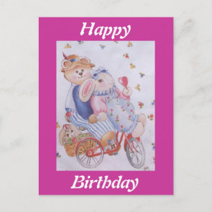 NIEDLICHES PAAR STUFFIERTER RABBBITS POSTKARTE