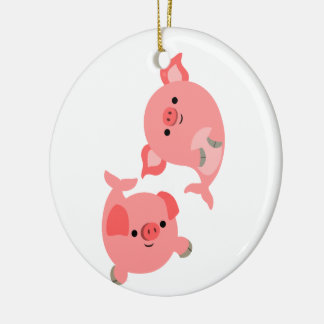 Niedliches Paar von Cartoon Merschweine Keramikornament