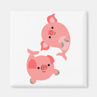 Niedliches Paar von Cartoon Merschweine Magnet