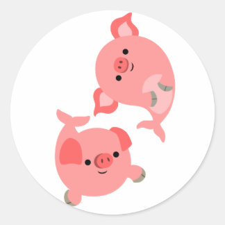 Niedliches Paar von Cartoon Merschweine Runder Aufkleber