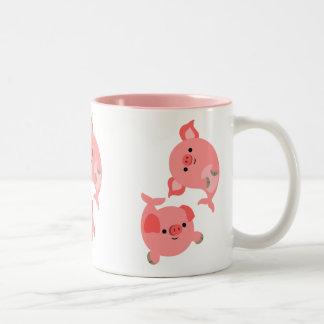 Niedliches Paar von Cartoon Merschweine Zweifarbige Tasse