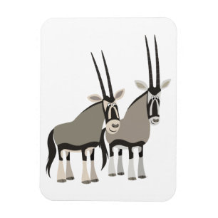 Niedliches Paar von Cartoon Oryxes Flexible Magnet