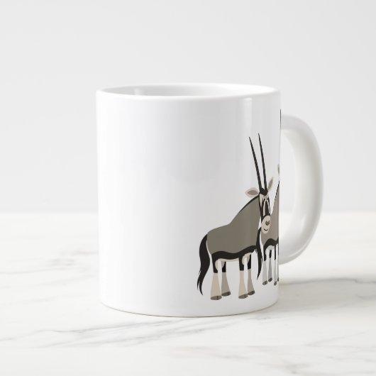 Niedliches Paar von Cartoon Oryxes Jumbo Tasse (Vorderseite Rechts)