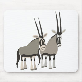 Niedliches Paar von Cartoon Oryxes Mousepad