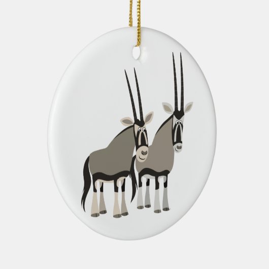 Niedliches Paar von Cartoon Oryxes Ornament (Rechts)