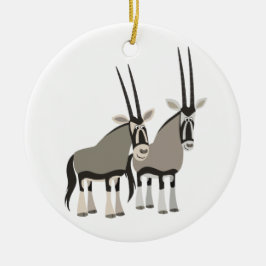 Niedliches Paar von Cartoon Oryxes Ornament