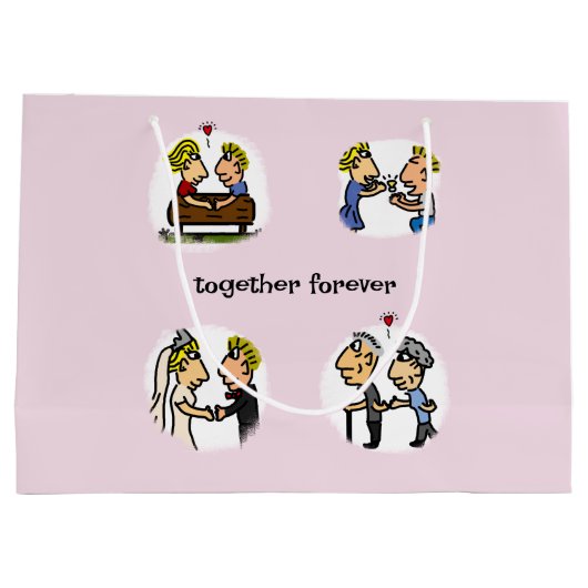 Niedliches Paar zusammen Forever Funny Cartoon Große Geschenktüte (Rückseite)