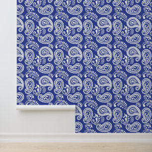 Niedliches Paisley-Muster, blau Tapete