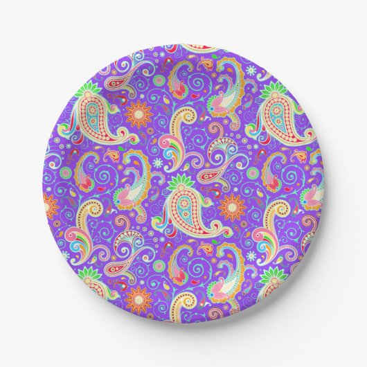 Niedliches Paisley-Muster Pappteller (Vorderseite)
