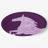 Niedliches Paisleypferd Pappteller (Schrägansicht)