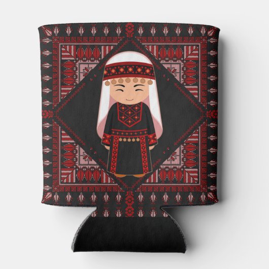 niedliches palästinensisches Mädchen Embroidere ro Dosenkühler (Rückseite)