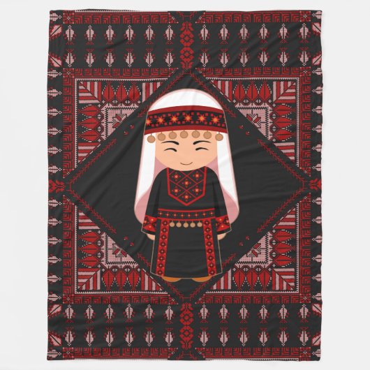 niedliches palästinensisches Mädchen Embroidere ro Fleecedecke (Vorderseite)