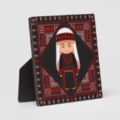 niedliches palästinensisches Mädchen Embroidere ro Fotoplatte (Vorderseite)