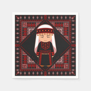 niedliches palästinensisches Mädchen Embroidere ro Serviette