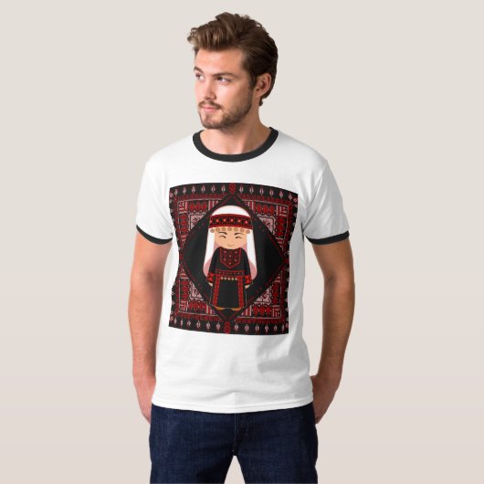 niedliches palästinensisches Mädchen Embroidere ro T-Shirt (Vorne ganz)