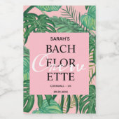 Niedliches Palm Tropical Pink Bachelorette Crew Pa Weinetikett (Einzelnes Label)