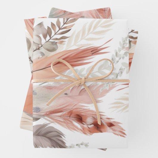 Niedliches Pampasgras Geschenkpapier Set (Beispiel)