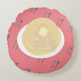 Niedliches Pancake Dripping Sirup Frühstück Rundes Kissen