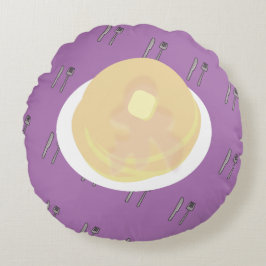 Niedliches Pancake Dripping Sirup Frühstück Rundes Kissen