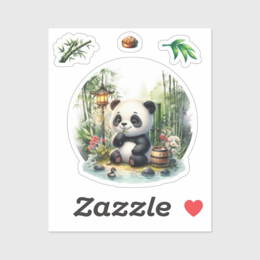 Niedliches Panda am See, Panda Sticker (Blatt)