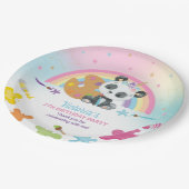 Niedliches Panda Art Craft Party Rainbow Geburtsta Pappteller (Schrägansicht)
