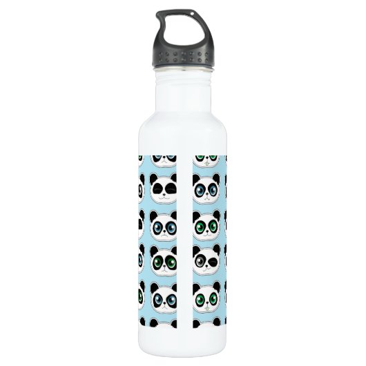 Niedliches Panda-Ausdruck-Blau Edelstahlflasche (Rückseite)