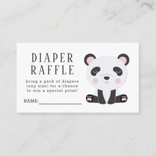 Niedliches Panda Baby Duschkabine - Raffle Ticket Begleitkarte (Vorderseite)