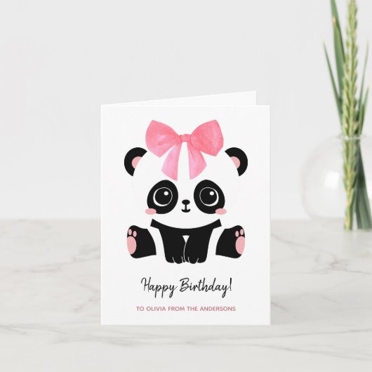 Niedliches Panda Baby Girl Happy Birthday Karte (Vorderseite)