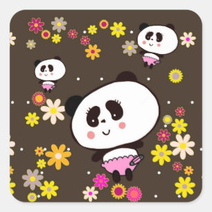 Niedliches Panda-Baby Quadratischer Aufkleber
