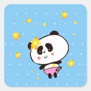 Niedliches Panda Baby Quadratischer Aufkleber
