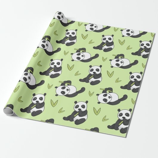 Niedliches Panda Bamboo Animal Pattern Geschenk Ni Geschenkpapier (Ungerollt)