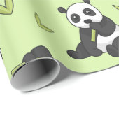 Niedliches Panda Bamboo Animal Pattern Geschenk Ni Geschenkpapier (Rolleneckpunkt)