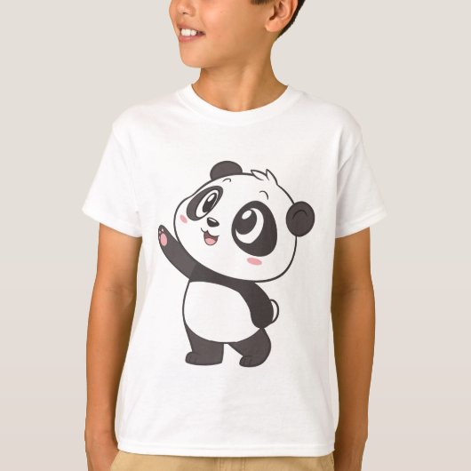 Niedliches Panda Bären Waving - T - Shirt Design v (Vorderseite)